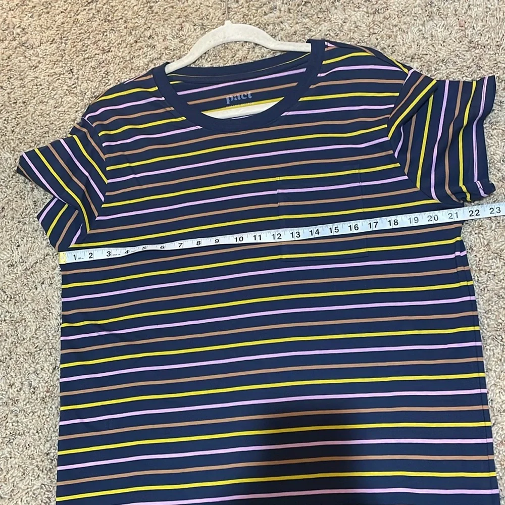SOLD Pact Softspun Tee T-Shirt Dress Short Sleeve Casual Multicolor Stripe Large - Picture 13 of 14